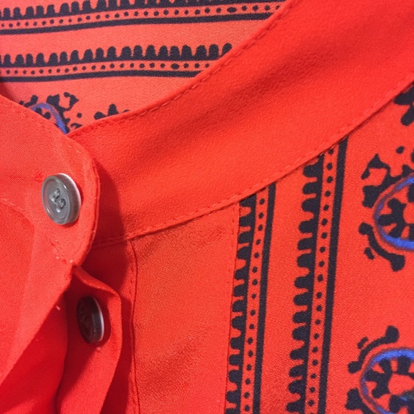 J. Crew Dervish Paisley Coral Red Tunic Top Sz XS - Picture 4 of 8
